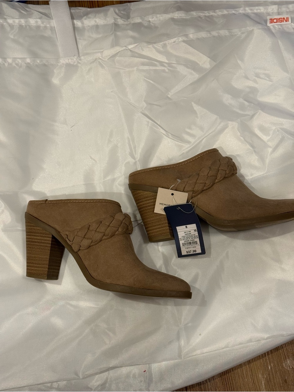 Universal Thread Braided Suede Mule Heels in Tan